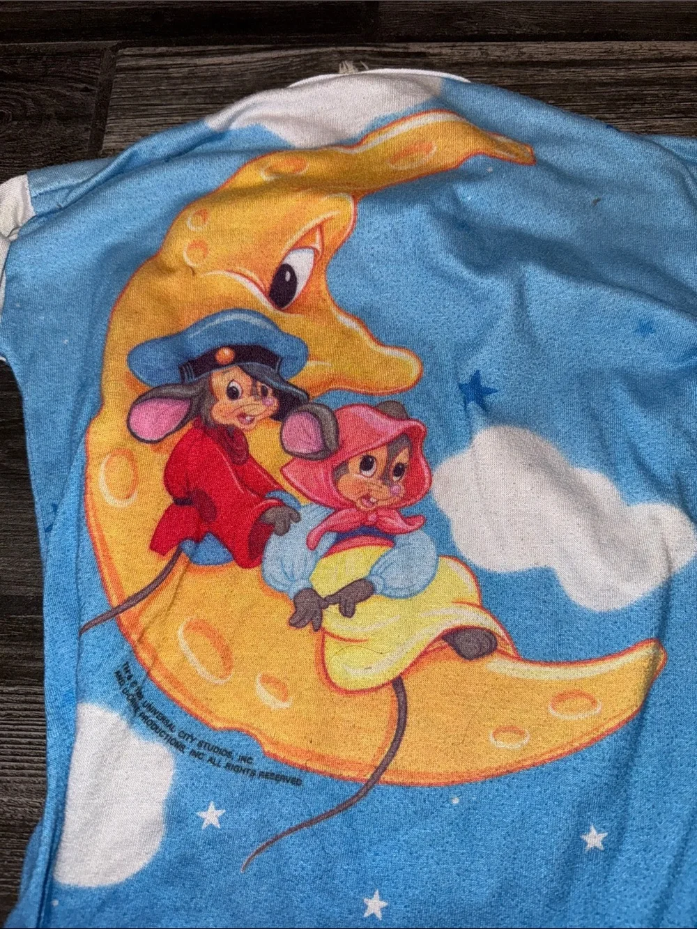 Vintage 1986 An American Tail Graphic Pajama Top Cartoon Sleepwear x2